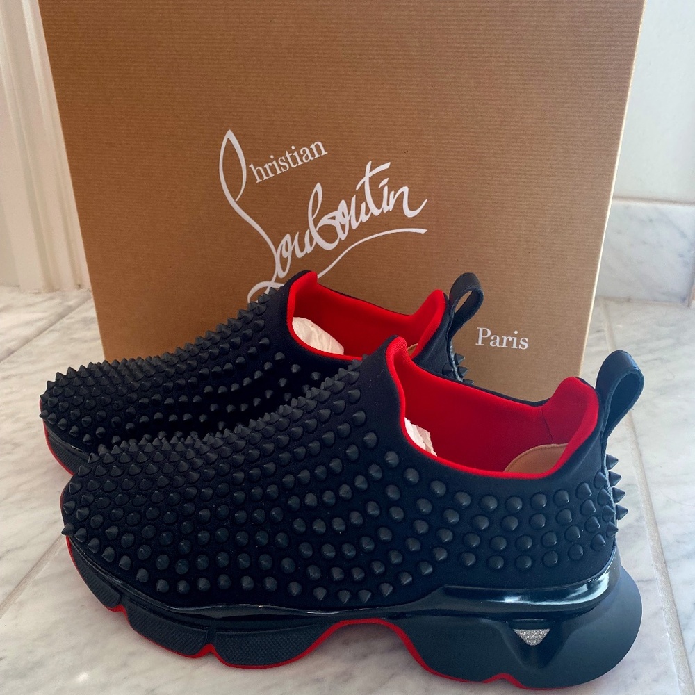 Christian Louboutin Black Spike Sock Donna Sneaker